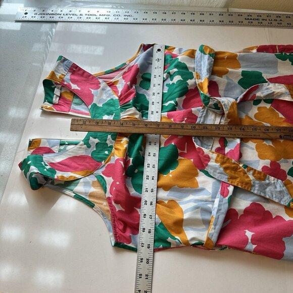 Free Assembly Womens Mini Knee Length Dress Floral Multicolor Cotton Small Belt - Picture 8 of 12